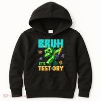 Bruh Its Test Day You Got This Pixel Video Game Kids Hoodie thumb 0