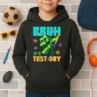 Bruh Its Test Day You Got This Pixel Video Game Kids Hoodie thumb 2