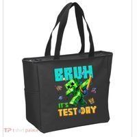 Bruh Its Test Day You Got This Pixel Video Game Tote Bag thumb 2