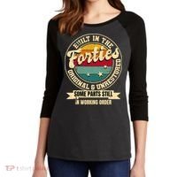 Built In The Forties Original Unrestored 40th Birthday 40s Women's Tri-Blend 3/4-Sleeve Raglan Shirt thumb 2