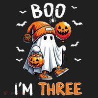 Boo IM Three Ghost 3rd Birthday Halloween Women's Sweatshirt thumb 2