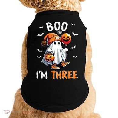 Boo IM Three Ghost 3rd Birthday Halloween Doggie Tank
