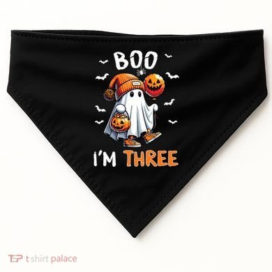 Boo IM Three Ghost 3rd Birthday Halloween USA-Made Doggie Bandana