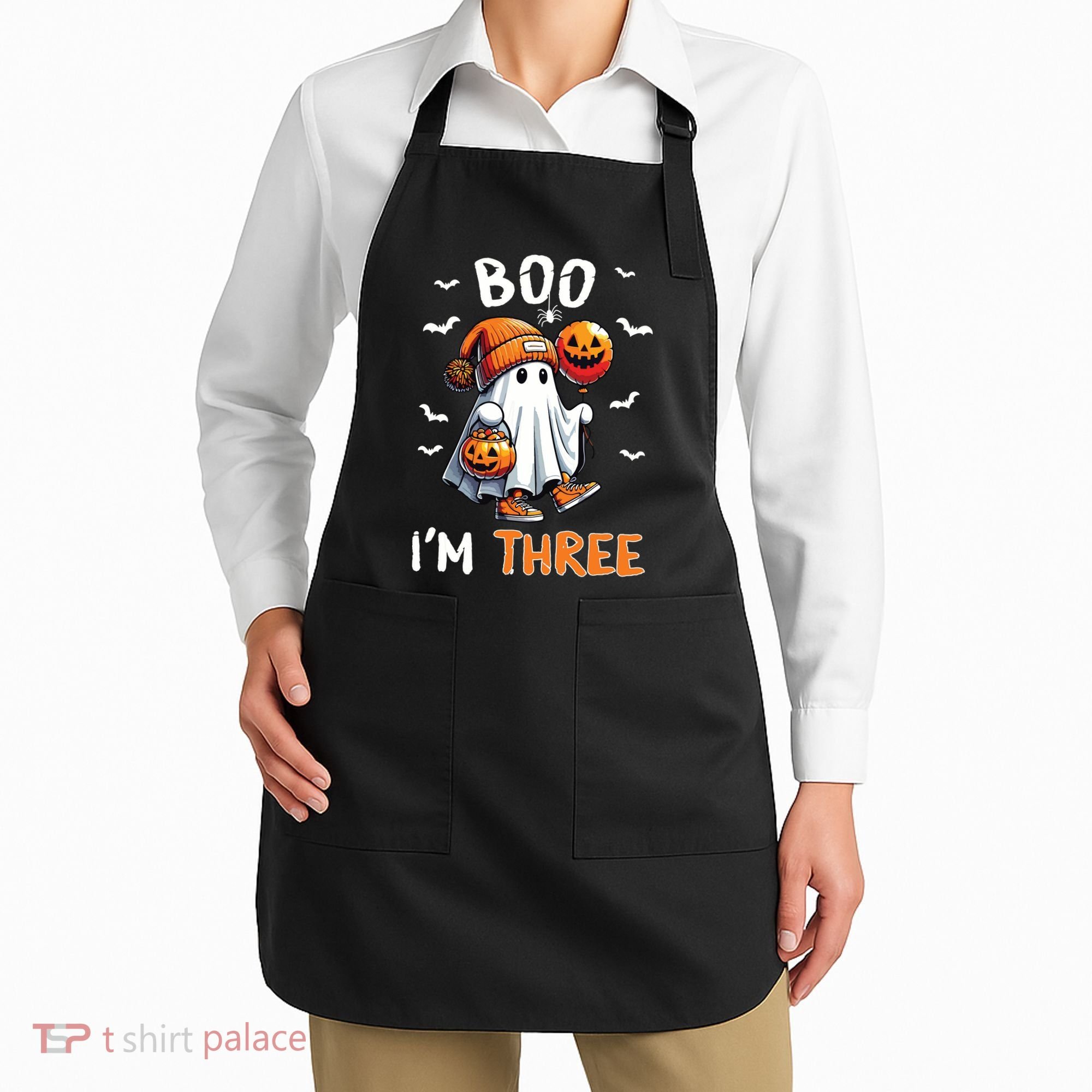 Boo IM Three Ghost 3rd Birthday Halloween Apron