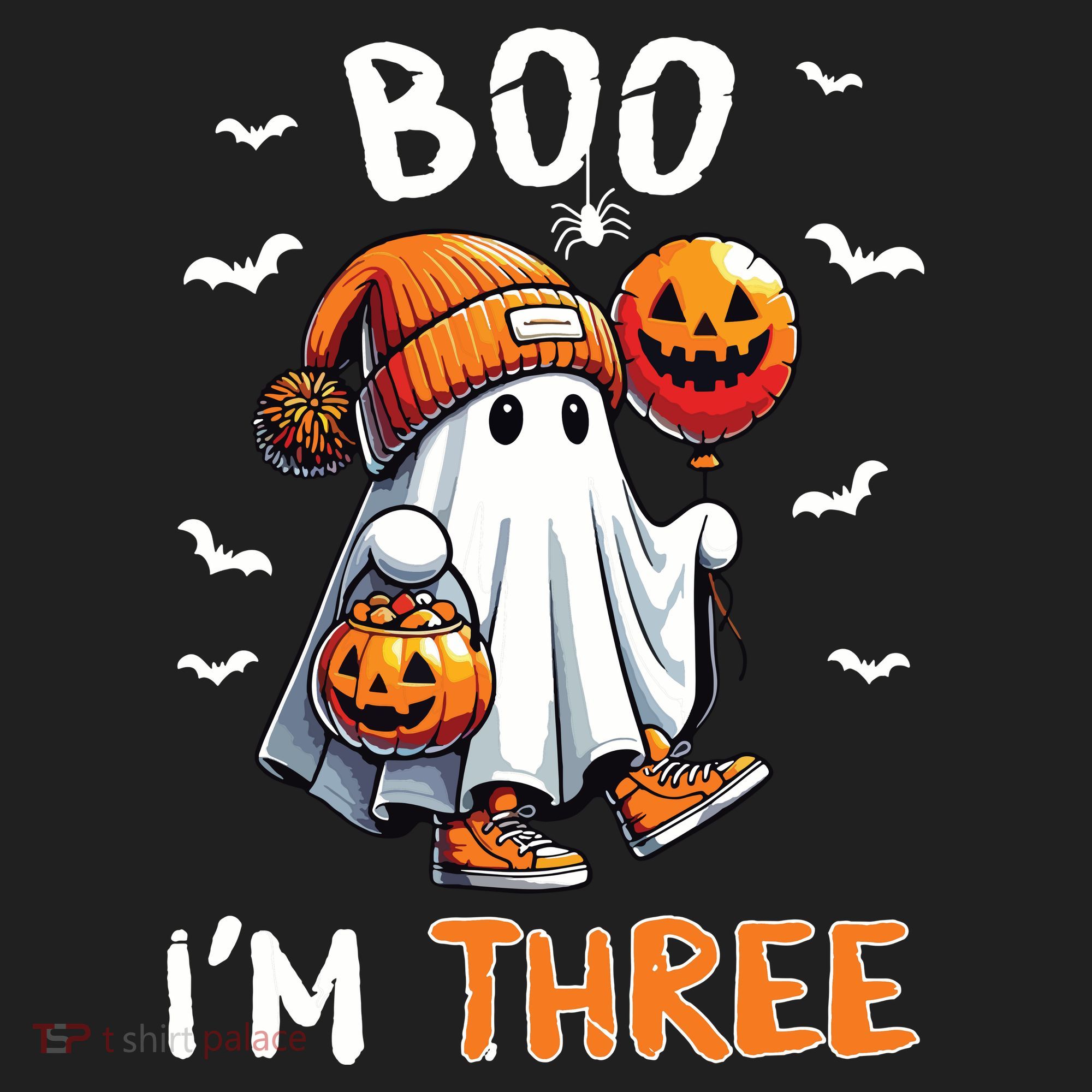 Boo IM Three Ghost 3rd Birthday Halloween Beanie
