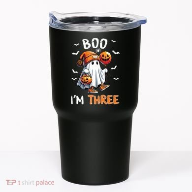 Boo IM Three Ghost 3rd Birthday Halloween Tumbler