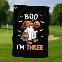 Boo IM Three Ghost 3rd Birthday Halloween Golf Towel thumb 1