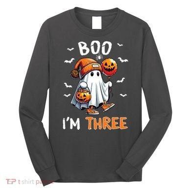 Boo IM Three Ghost 3rd Birthday Halloween Long Sleeve Shirt