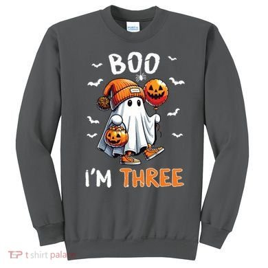 Boo IM Three Ghost 3rd Birthday Halloween Sweatshirt