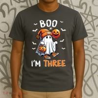 Boo IM Three Ghost 3rd Birthday Halloween T-Shirt thumb 3
