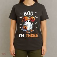 Boo IM Three Ghost 3rd Birthday Halloween T-Shirt thumb 4