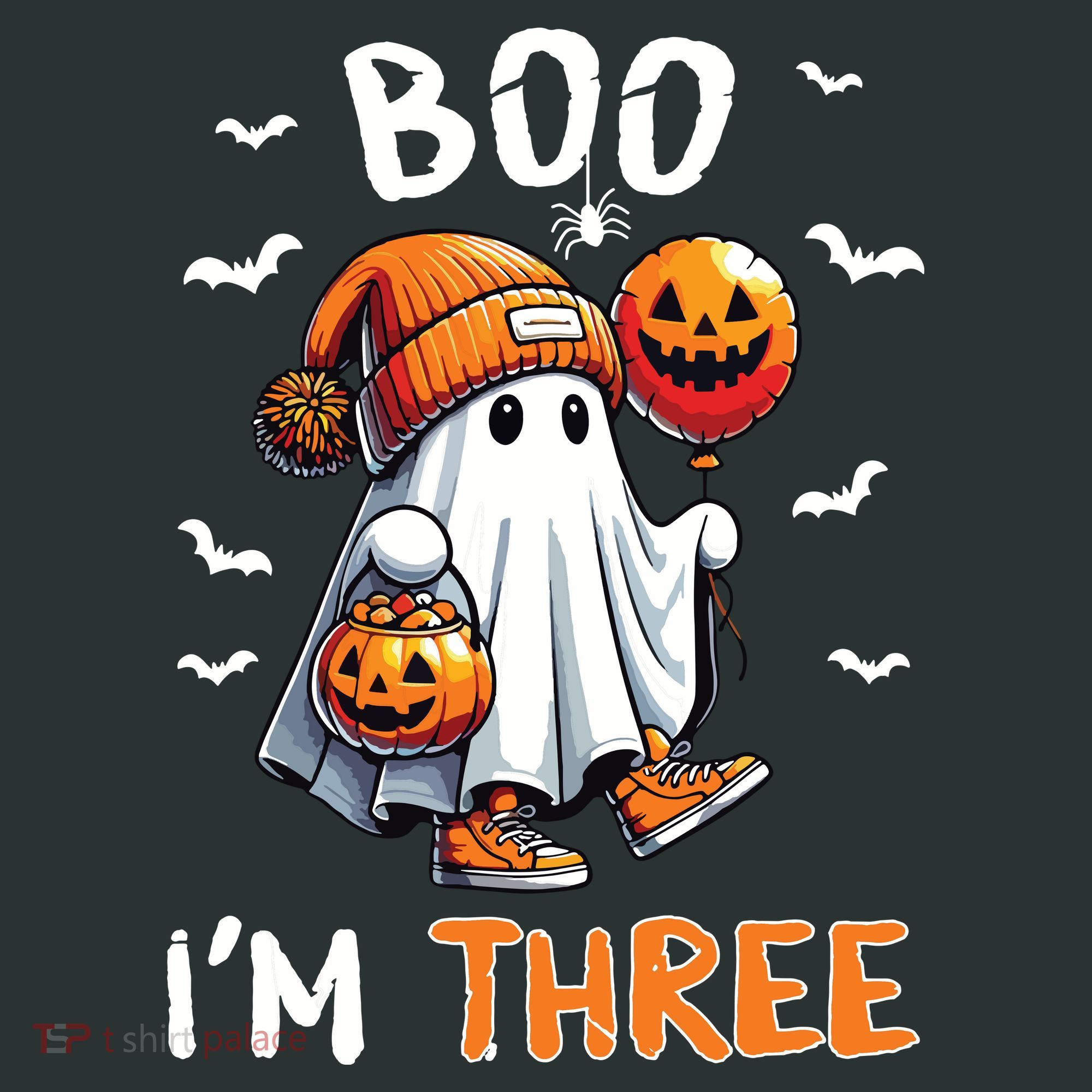 Boo IM Three Ghost 3rd Birthday Halloween Button
