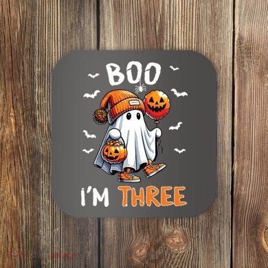 Boo IM Three Ghost 3rd Birthday Halloween Coaster