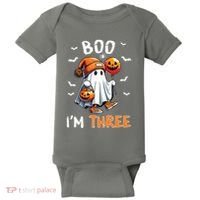 Boo IM Three Ghost 3rd Birthday Halloween Baby Bodysuit thumb 0