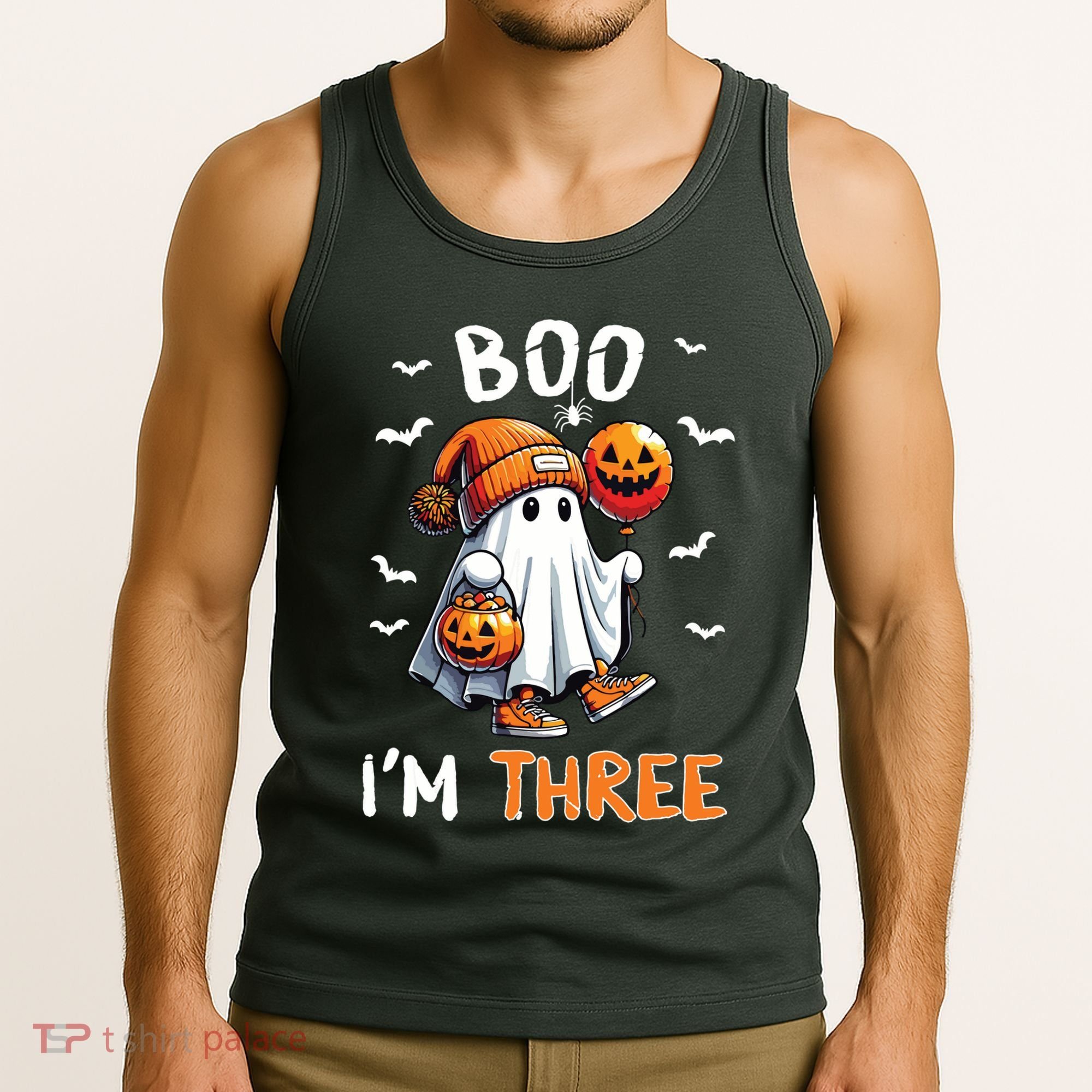 Boo IM Three Ghost 3rd Birthday Halloween Tank Top