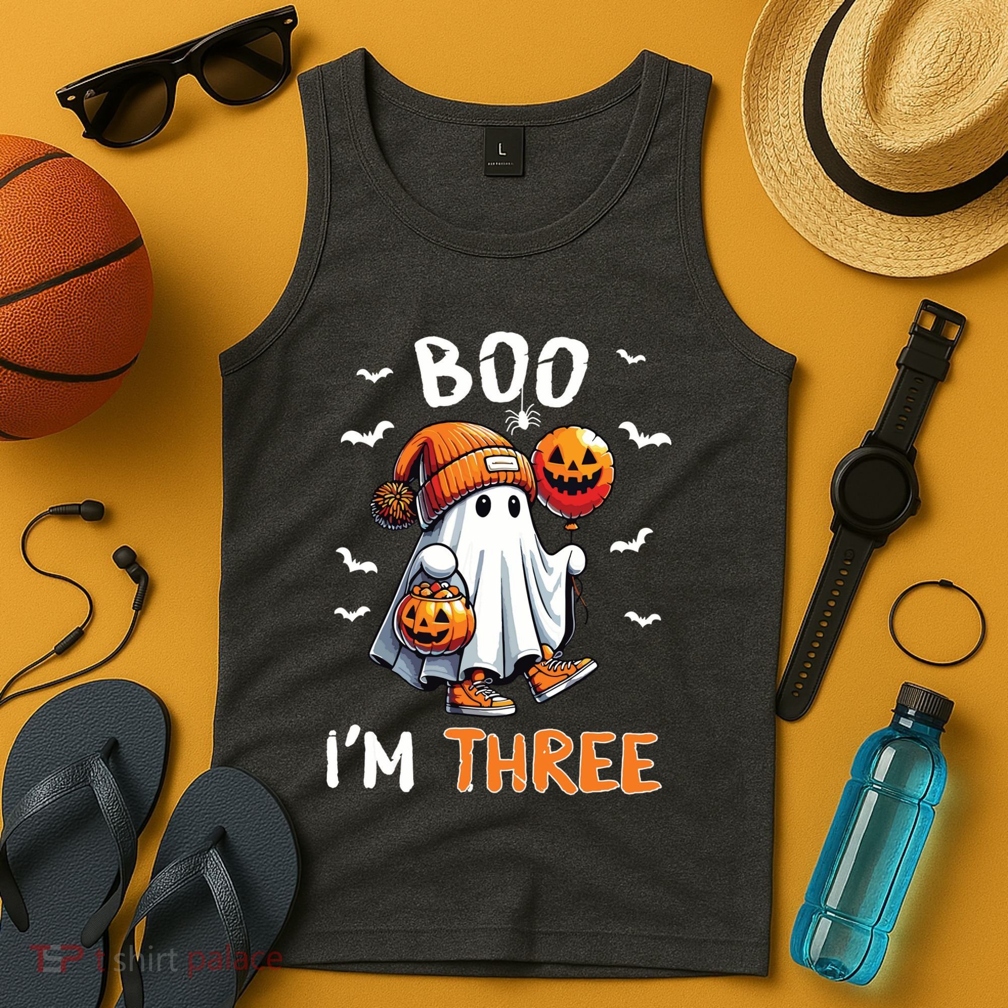 Boo IM Three Ghost 3rd Birthday Halloween Tank Top