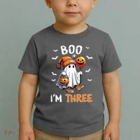 Boo IM Three Ghost 3rd Birthday Halloween Toddler T-Shirt thumb 2