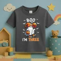 Boo IM Three Ghost 3rd Birthday Halloween Toddler T-Shirt thumb 3