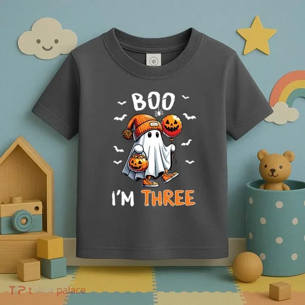 Boo IM Three Ghost 3rd Birthday Halloween Toddler T-Shirt