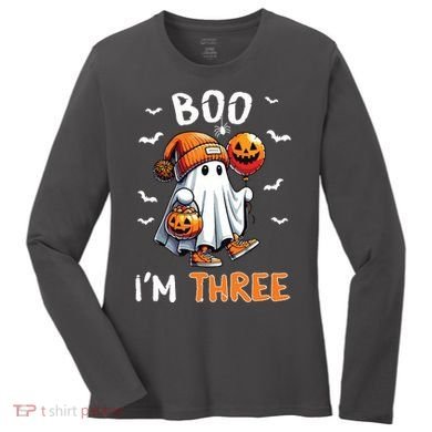 Boo IM Three Ghost 3rd Birthday Halloween Women's Long Sleeve Shirt