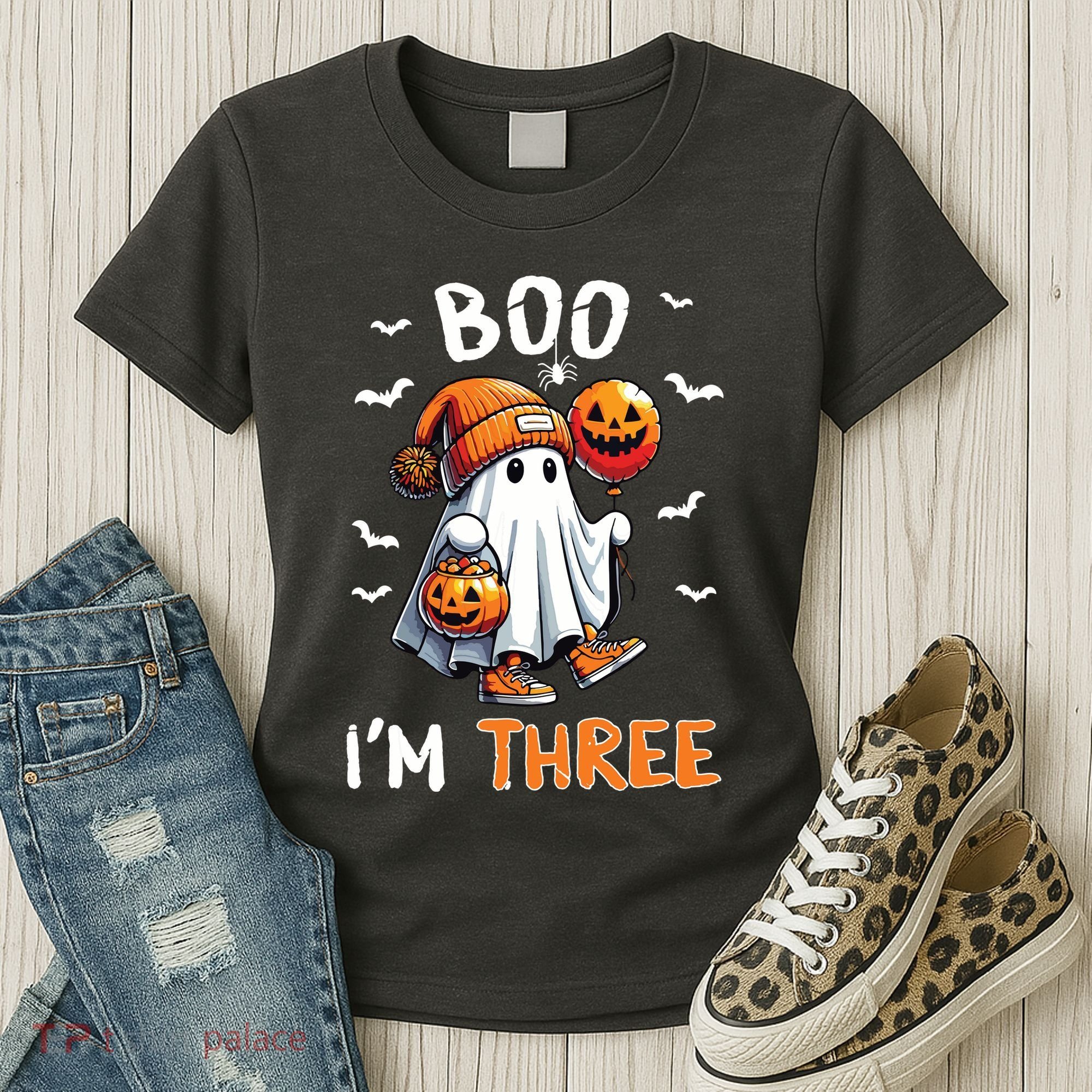 Boo IM Three Ghost 3rd Birthday Halloween Women's T-Shirt