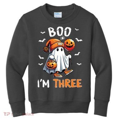 Boo IM Three Ghost 3rd Birthday Halloween Kids Sweatshirt