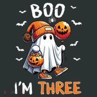 Boo IM Three Ghost 3rd Birthday Halloween Kids Hoodie thumb 5