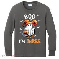 Boo IM Three Ghost 3rd Birthday Halloween Kids Long Sleeve Shirt thumb 0