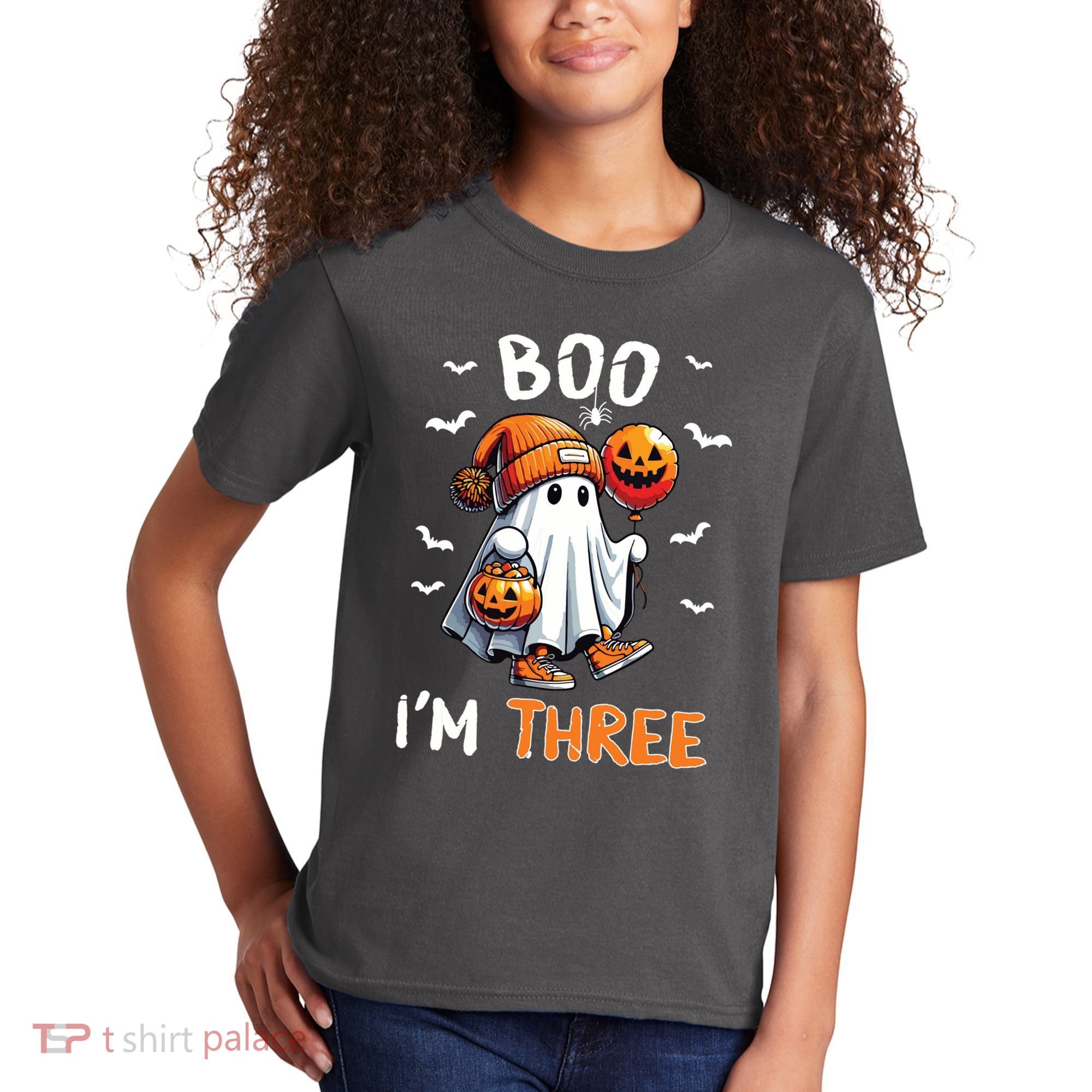 Boo IM Three Ghost 3rd Birthday Halloween Kids T-Shirt