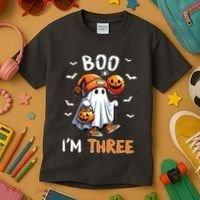 Boo IM Three Ghost 3rd Birthday Halloween Kids T-Shirt thumb 3