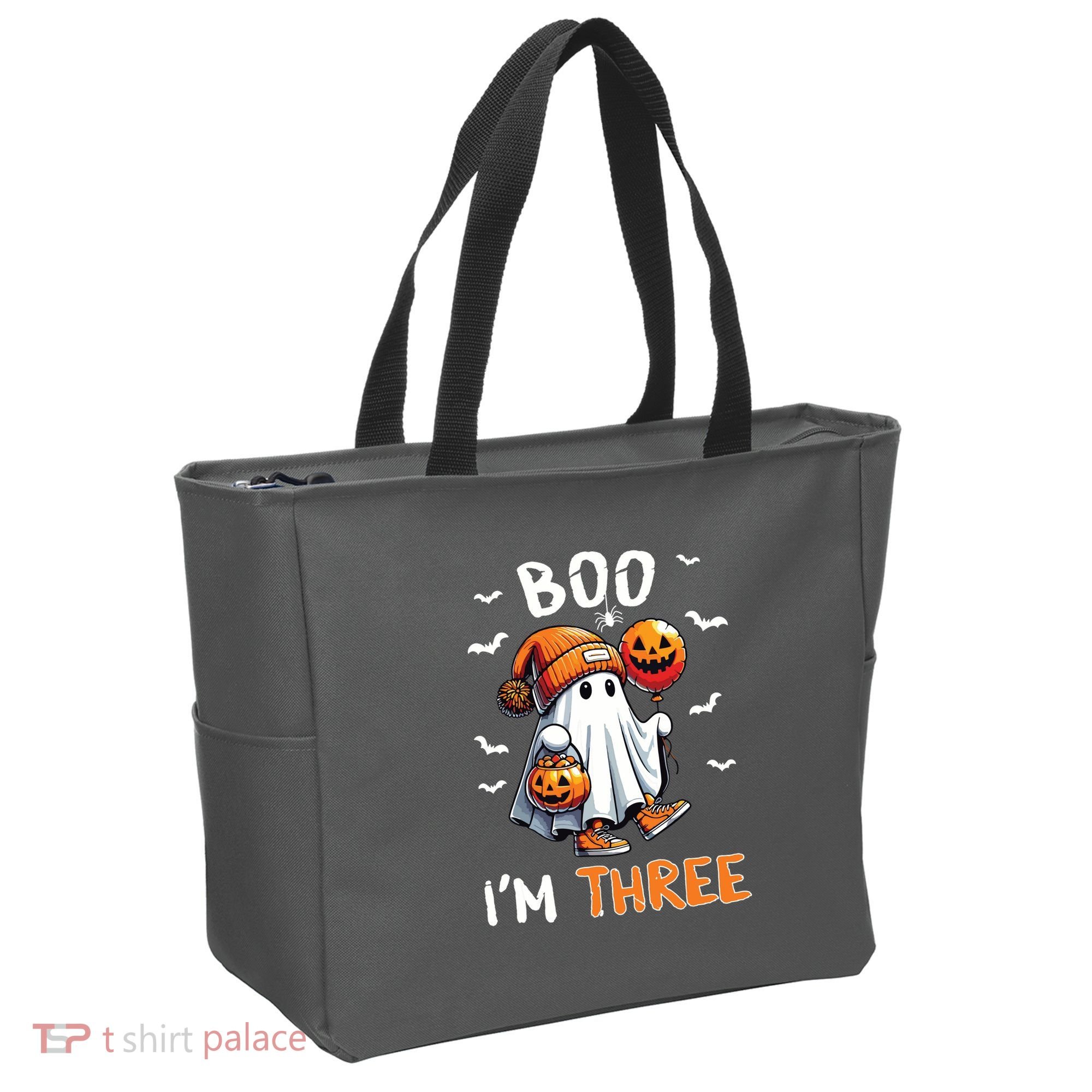 Boo IM Three Ghost 3rd Birthday Halloween Tote Bag