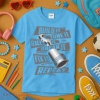 Build It Tune It Race It Break It Cool Gift Race Car Enthusiast Gift Kids T-Shirt thumb 3