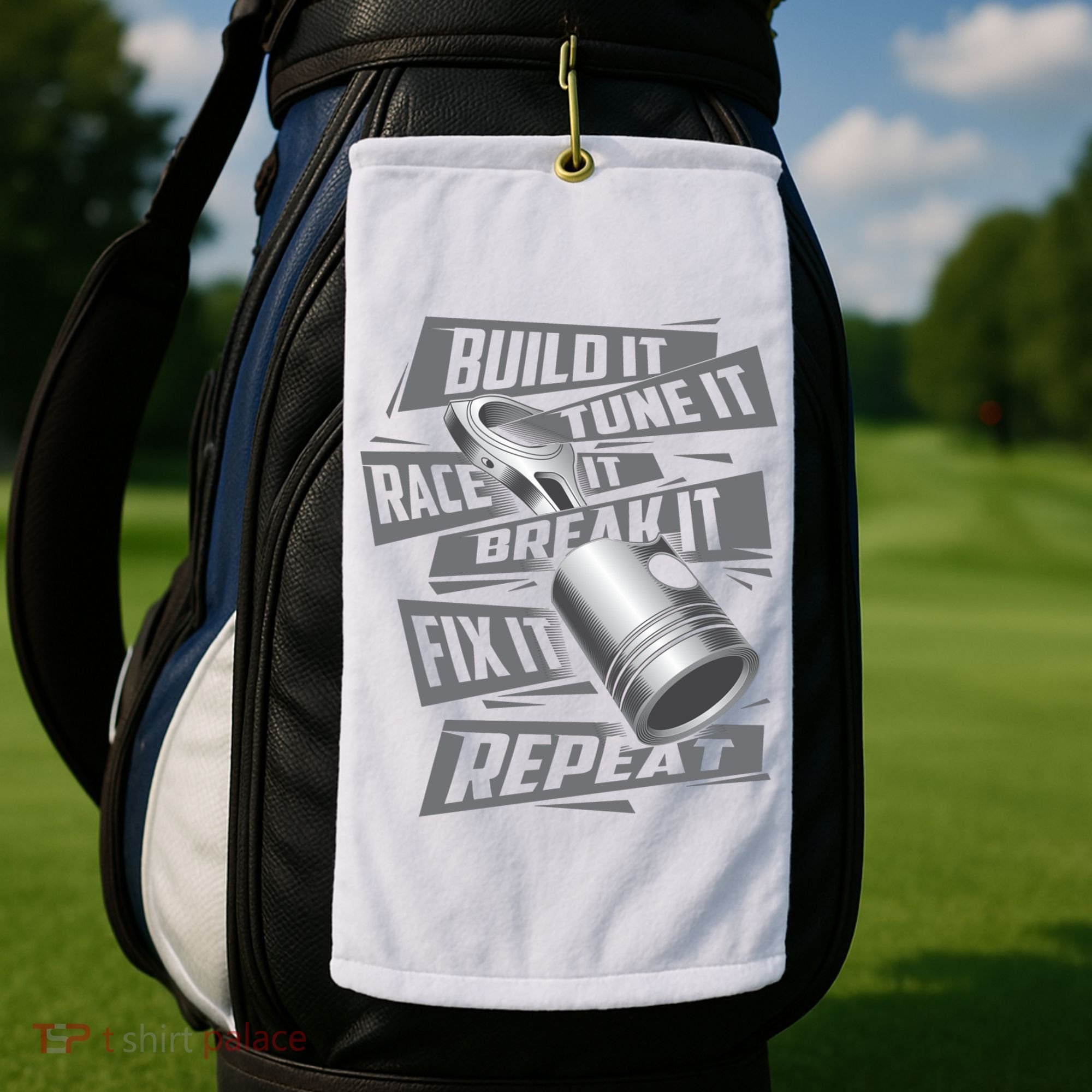 Build It Tune It Race It Break It Cool Gift Race Car Enthusiast Gift Golf Towel
