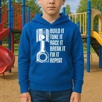 Build It Tune It Race It Break It Fix It Repeat Mechanic Gift Kids Hoodie thumb 2