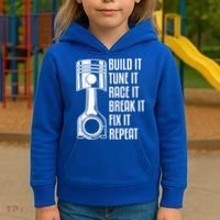 Build It Tune It Race It Break It Fix It Repeat Mechanic Gift Kids Hoodie thumb 3