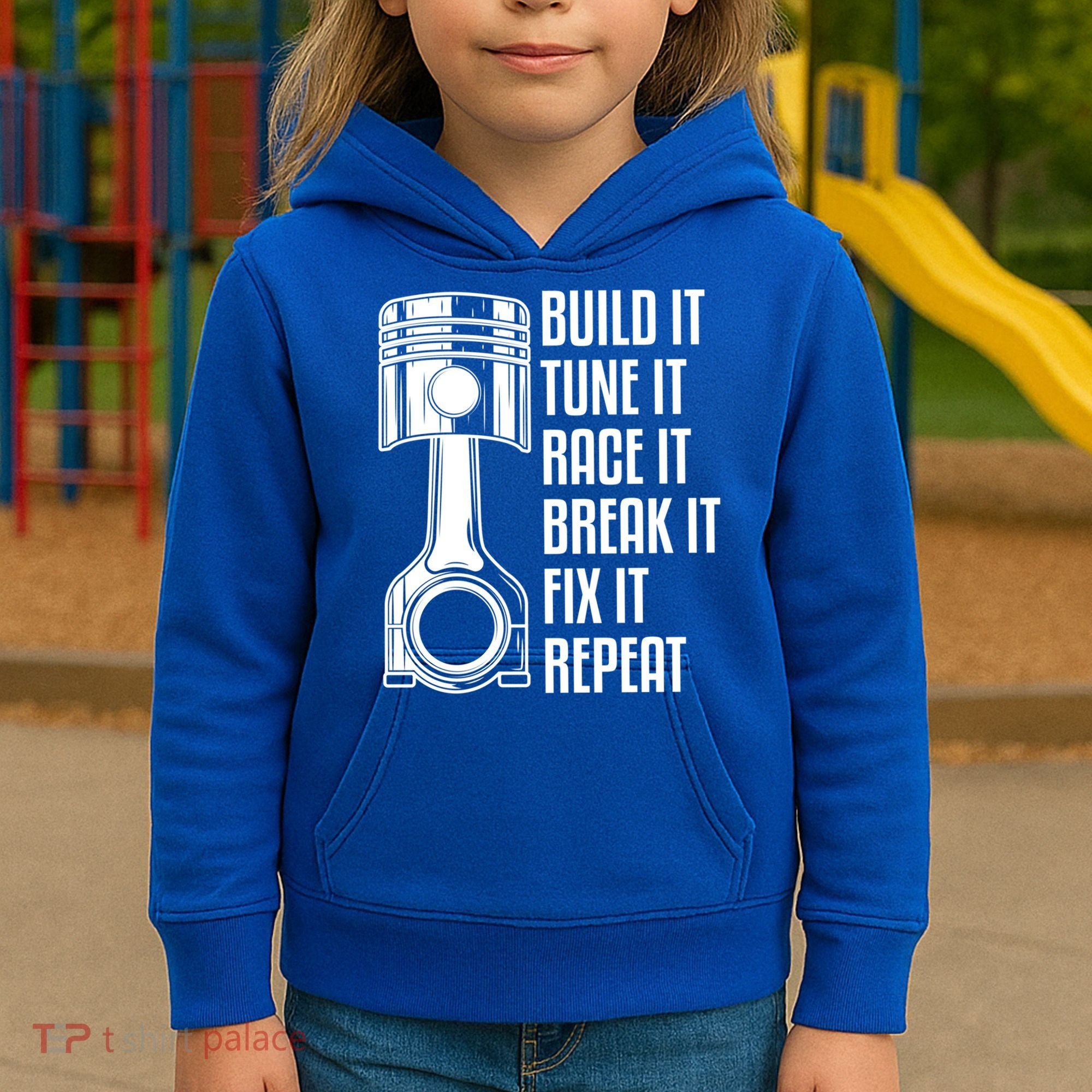 Build It Tune It Race It Break It Fix It Repeat Mechanic Gift Kids Hoodie