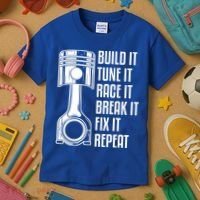 Build It Tune It Race It Break It Fix It Repeat Mechanic Gift Kids T-Shirt thumb 3