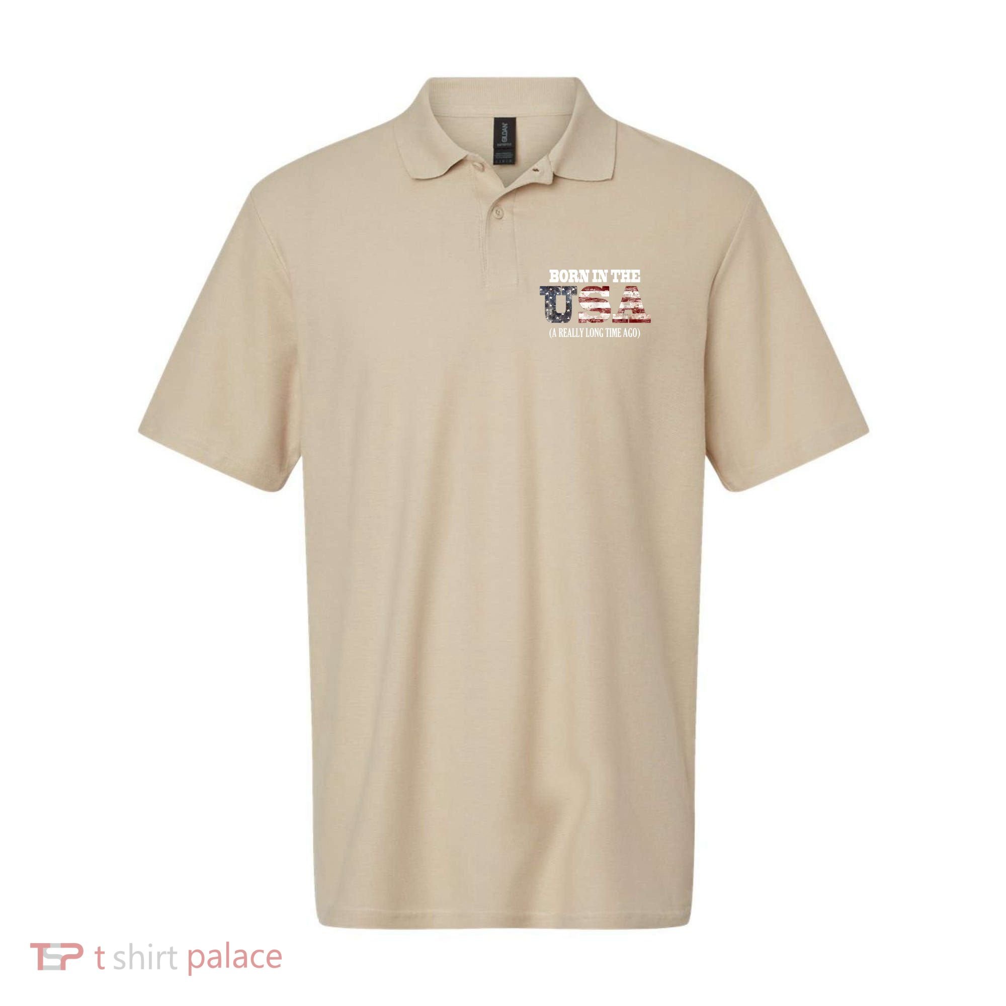 Born In The USA A Really Long Time Ago Funny Birthday Polo