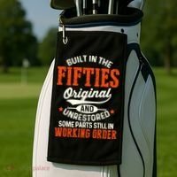 Built In The Fifties Original And Unrestored Funny Birthday Golf Towel thumb 2