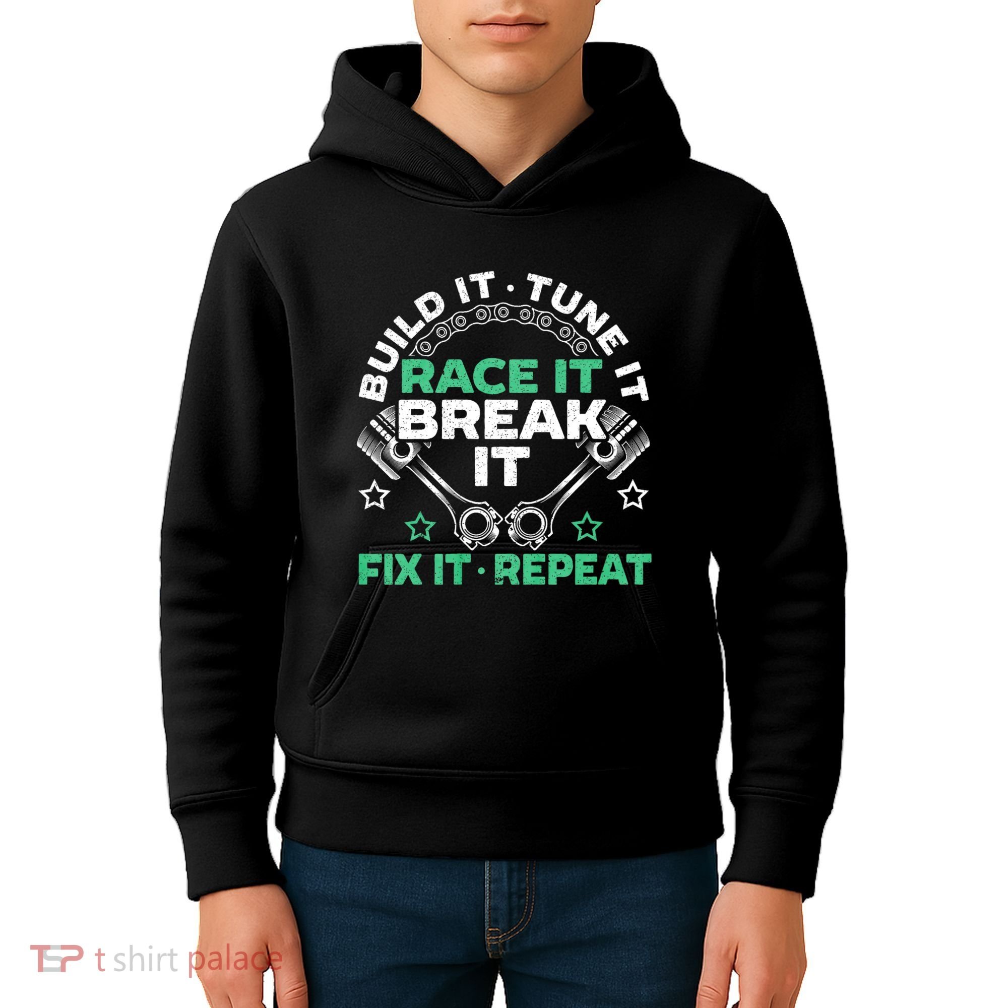 Build It Tune It Race It Break It Fix It Repeat Motorsport Kids Hoodie