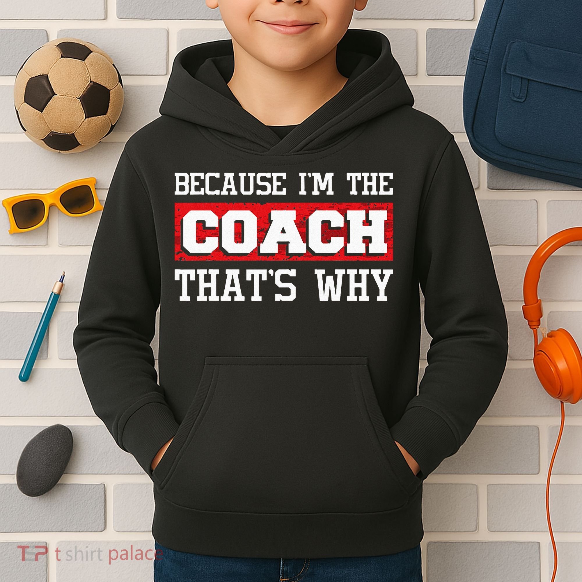 Because Im The Coach Thats Why Kickboxing Boxing Boxer Kids Hoodie