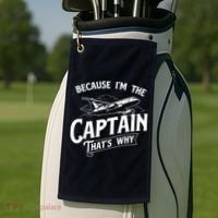 Because Im The Captain Thats Why Aircraft Airline Pilot Golf Towel thumb 2