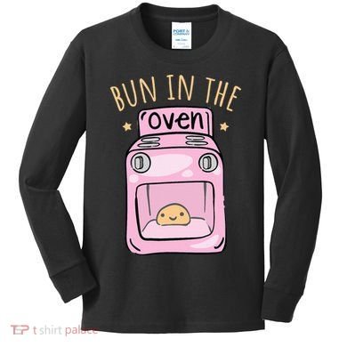 Bun In The Oven Baby Announcement Kids Long Sleeve Shirt