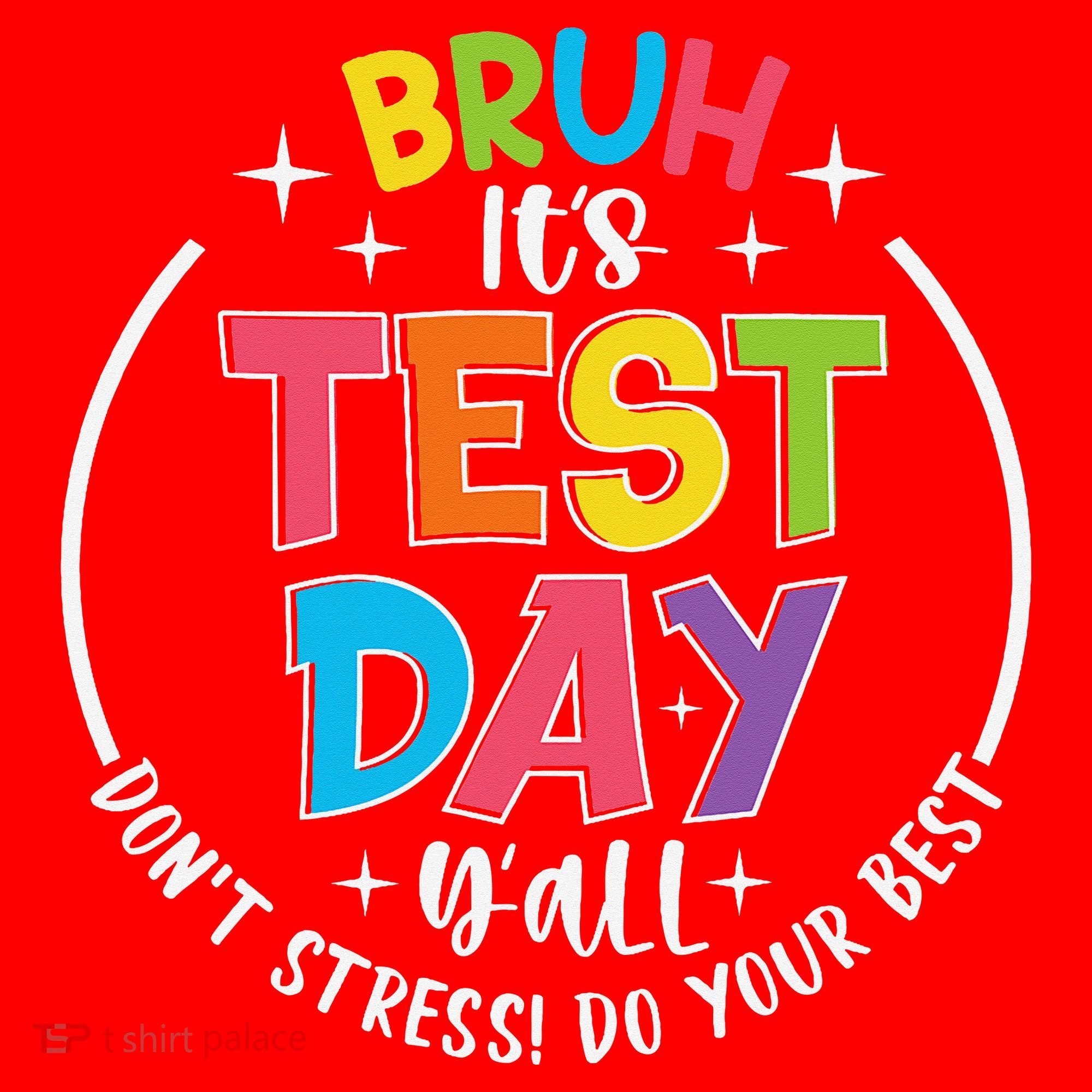Bruh Its Test Day Rock The Test Teacher Student Testing Day Santa Hat