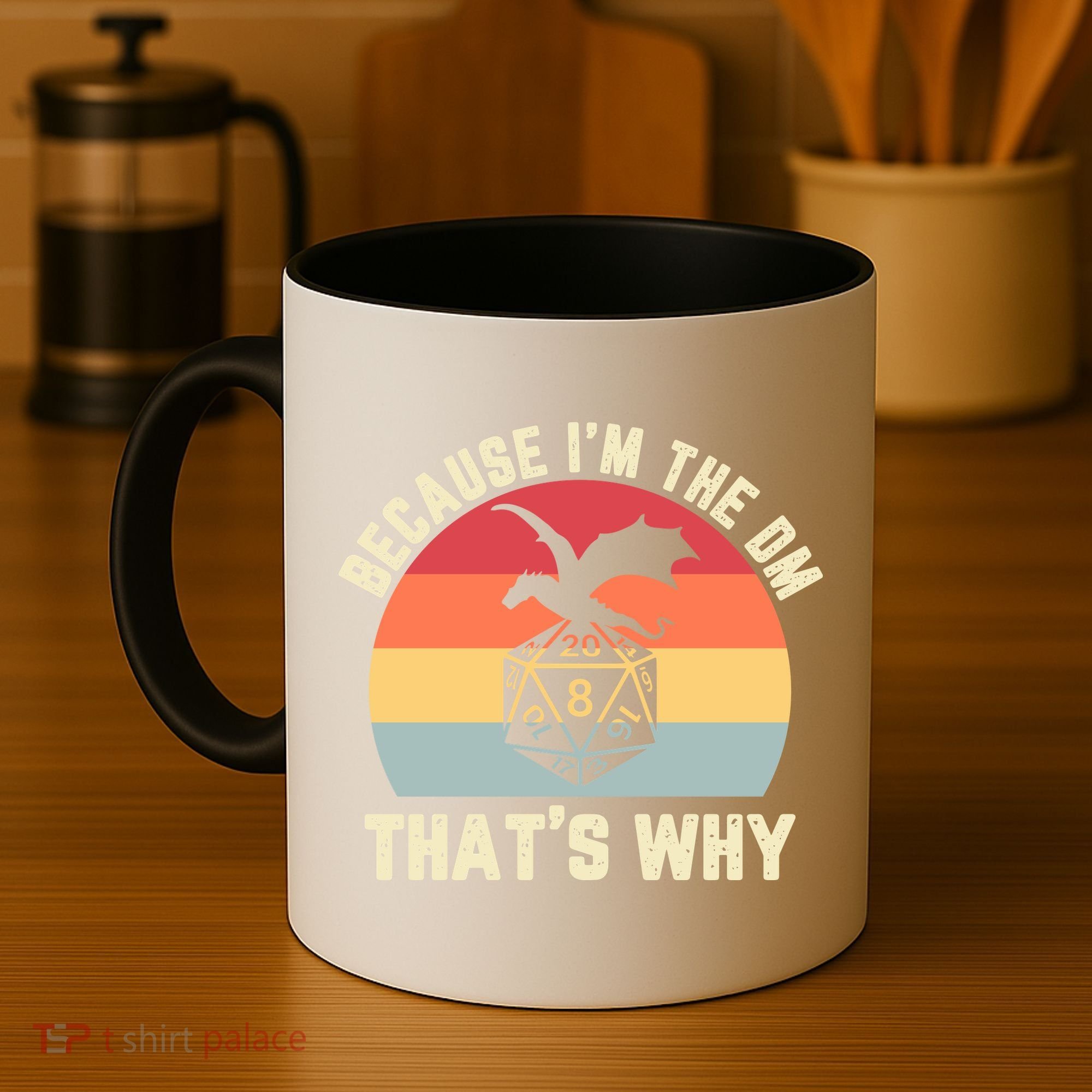 Because Im The DM Thats Why Gift Retro RPG Dice Dragon Coffee Mug