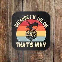 Because Im The DM Thats Why Gift Retro RPG Dice Dragon Coaster thumb 0