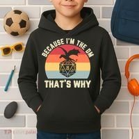 Because Im The DM Thats Why Gift Retro RPG Dice Dragon Kids Hoodie thumb 2