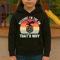 Because Im The DM Thats Why Gift Retro RPG Dice Dragon Kids Hoodie thumb 3