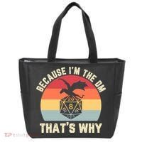 Because Im The DM Thats Why Gift Retro RPG Dice Dragon Tote Bag thumb 0