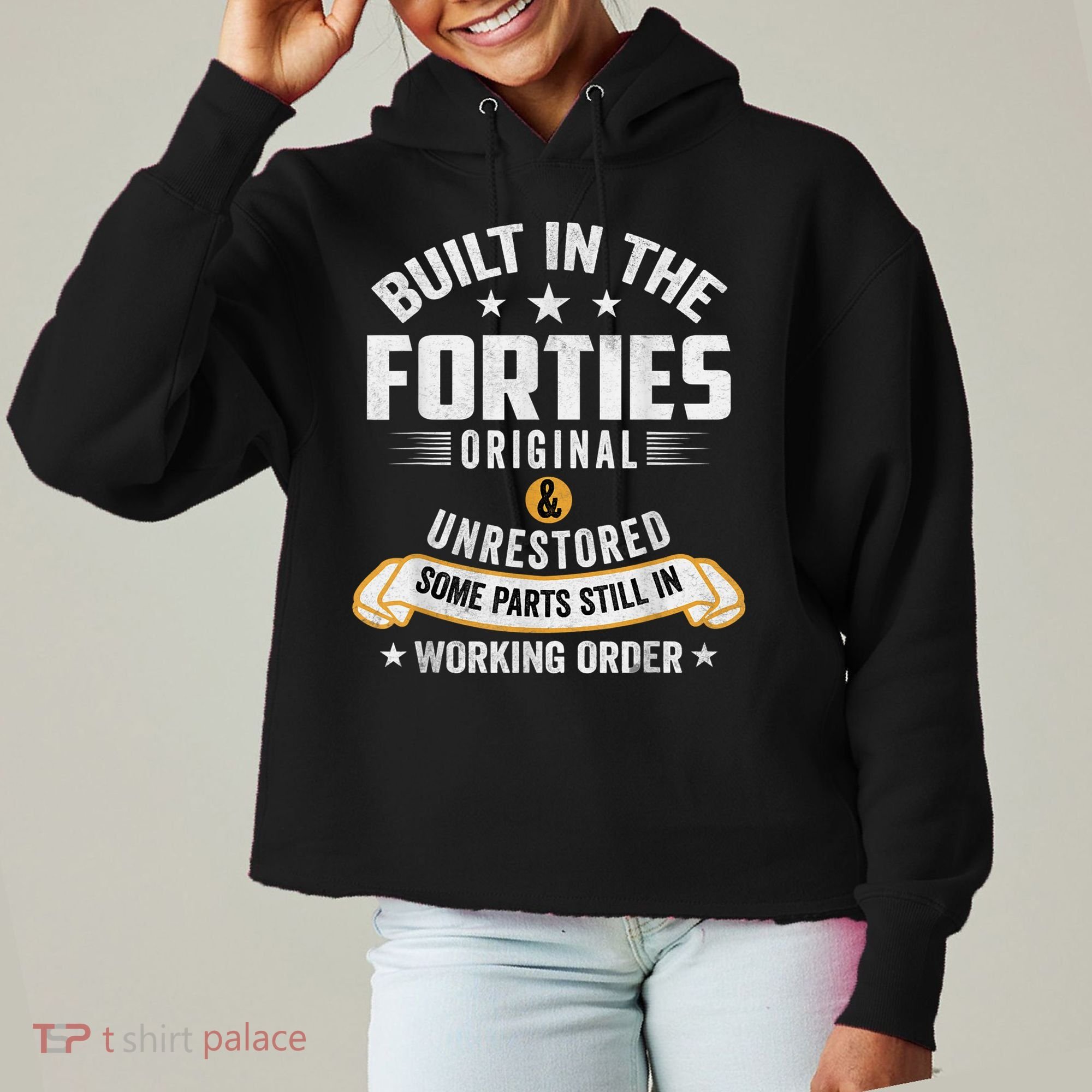 Built In The Forties Built In The 40s Birthday Ladies Heavyweight Boxy Pullover Hoodie